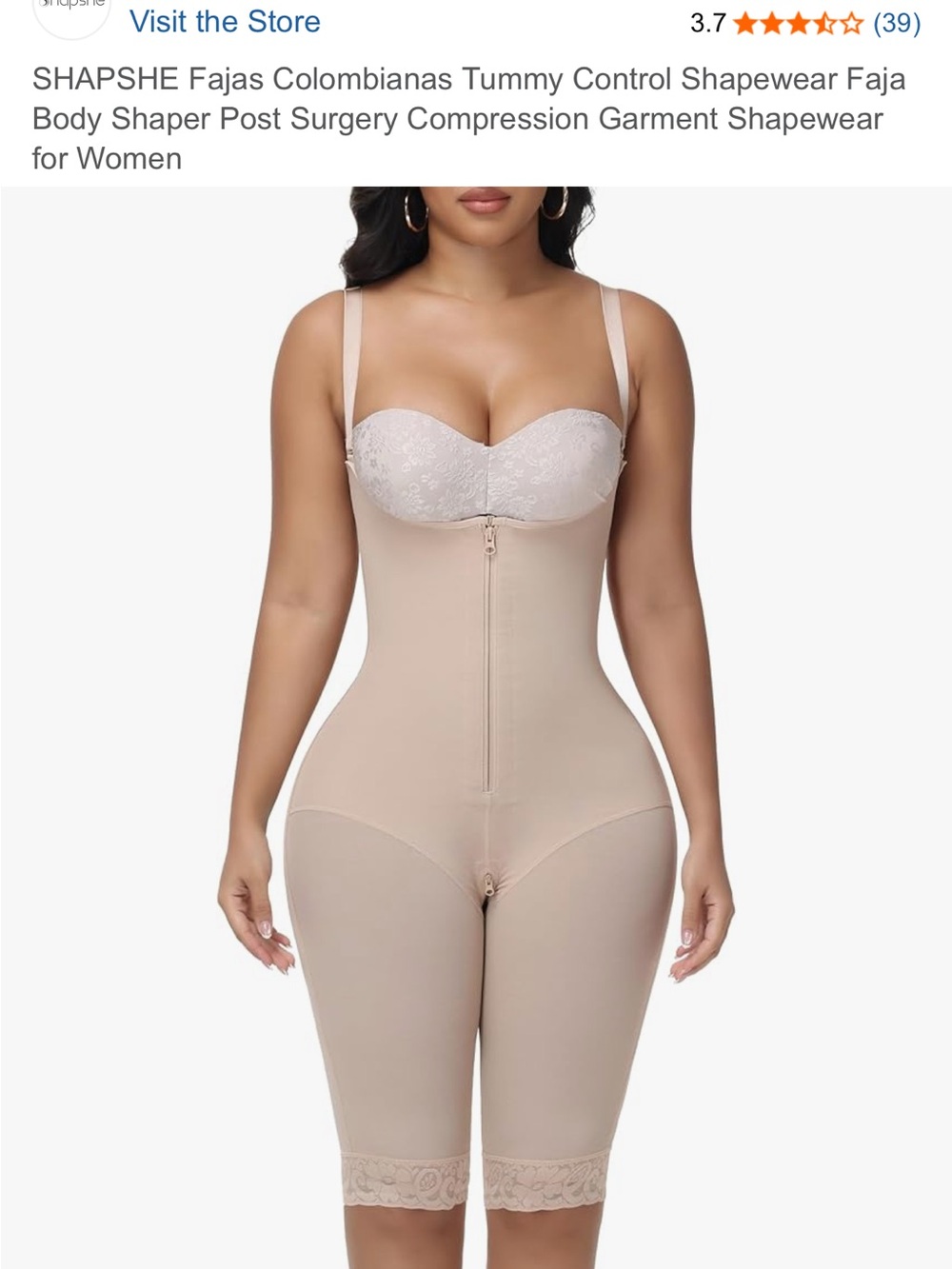 Nude High-Waist Full-Body Shapewear with Lace Hem